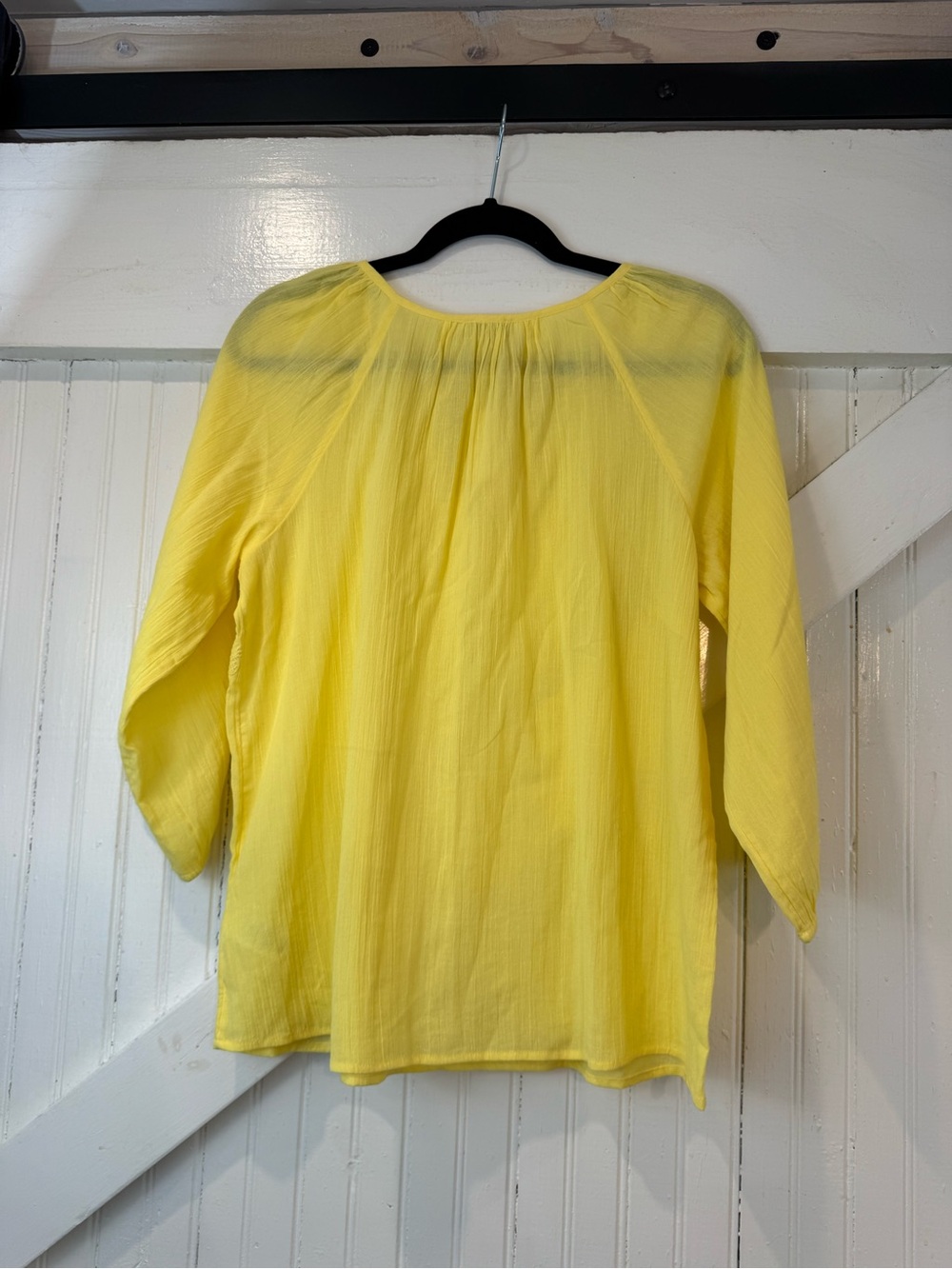 NWT Talbots Yellow Pineapple Embroidered Cotton Blouse Medium 3/4 Sleeve - Picture 3 of 9